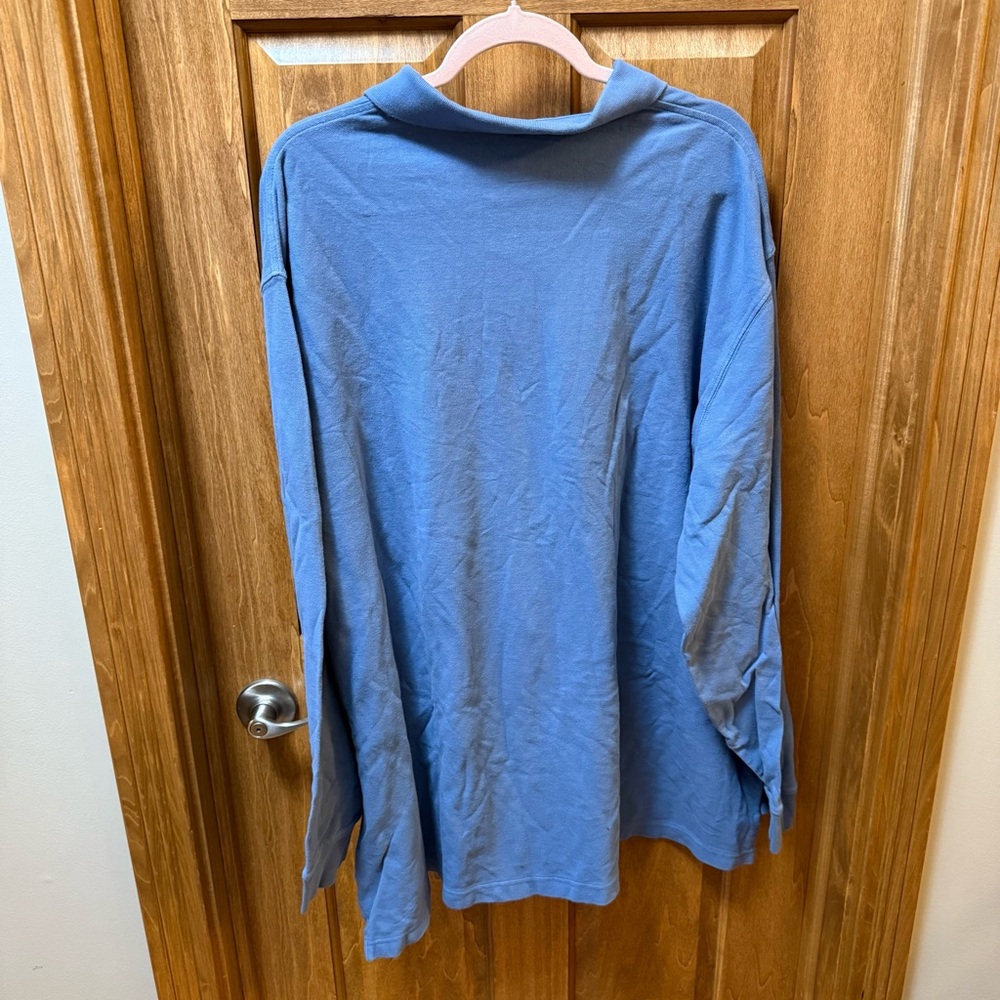 Men’s Harbor Bay Classic Blue Long Sleeve Polo 4XLT - Picture 4 of 4